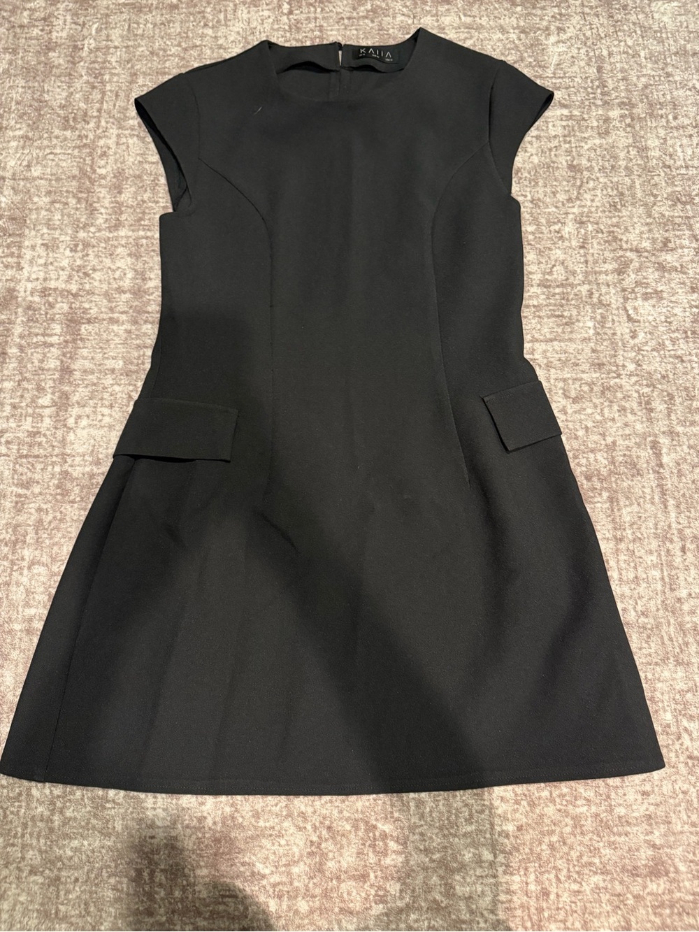Kaii Black Cap-Sleeve Mini Dress